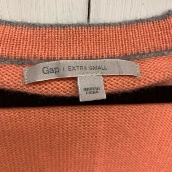 GAP cardigan womens grey peach wool angora rabbit hair color block v cardigan - Picture 4 of 4